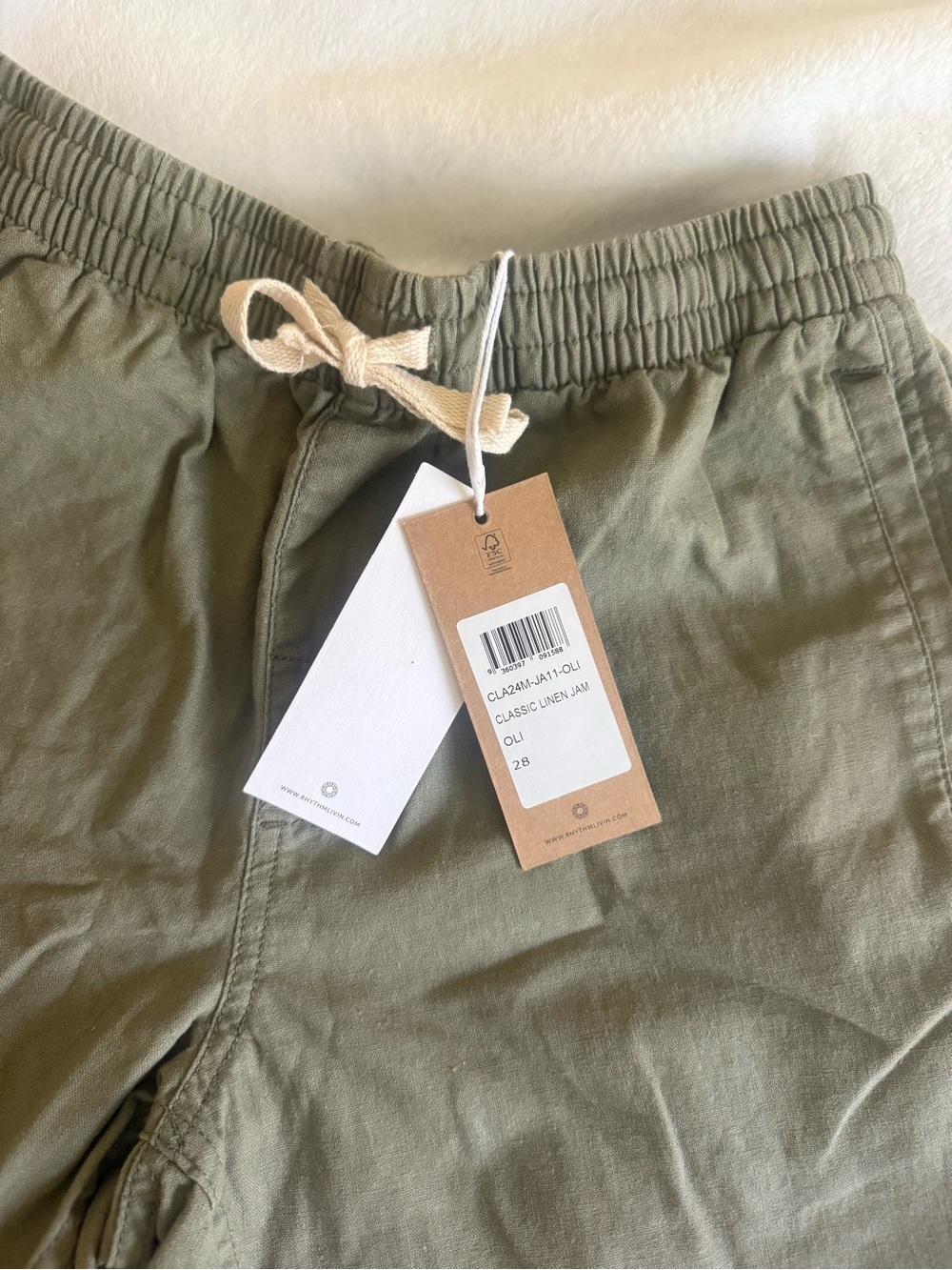 Rhythm Olive Green Casual Shorts with Patch Logo - Picture 6 of 7